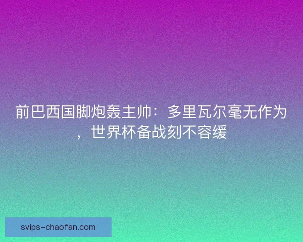 前巴西国脚炮轰主帅：多里瓦尔毫无作为，世界杯备战刻不容缓