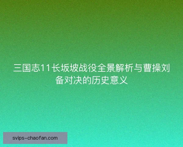 三国志11长坂坡战役全景解析与曹操刘备对决的历史意义